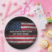 Fügen Sie Ihren Text unter amerikanischer Flagge h Pappteller (Party)