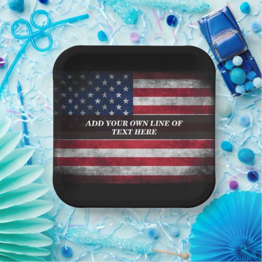 Fügen Sie Ihren Text unter amerikanischer Flagge h Pappteller (Party)
