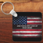 Fügen Sie Ihren Text unter amerikanischer Flagge h Schlüsselanhänger (Vorderseite)