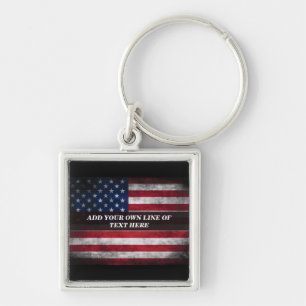 Fügen Sie Ihren Text unter amerikanischer Flagge h Schlüsselanhänger