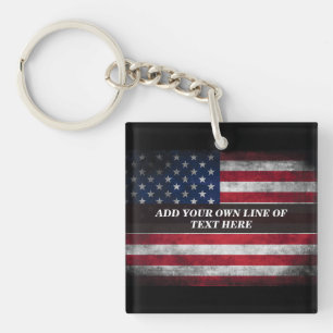 Fügen Sie Ihren Text unter amerikanischer Flagge h Schlüsselanhänger