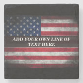 Fügen Sie Ihren Text unter amerikanischer Flagge h Steinuntersetzer (Vorderseite)
