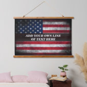 Fügen Sie Ihren Text unter amerikanischer Flagge h Wandteppich Mit Holzrahmen (Schlafzimmer)