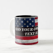 Fügen Sie Ihren Text unter amerikanischer Flagge h Zweifarbige Tasse (Vorderseite Links)