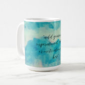 Fügen Sie Ihren Text Wasserfarbe Schöne blaue Himm Kaffeetasse (Vorderseite Links)