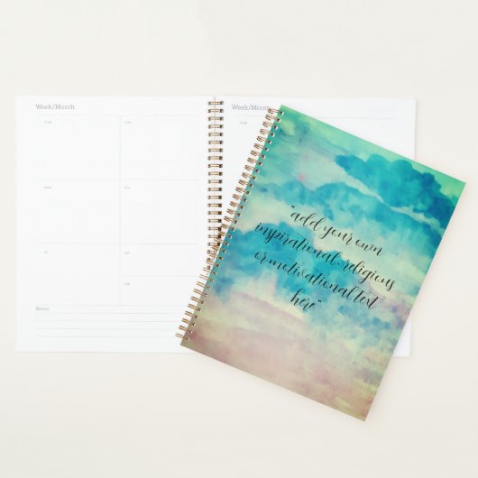 Fügen Sie Ihren Text Wasserfarbe Schöne blaue Himm Planer (Anzeige)