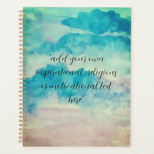 Fügen Sie Ihren Text Wasserfarbe Schöne blaue Himm Planer (Vorderseite)