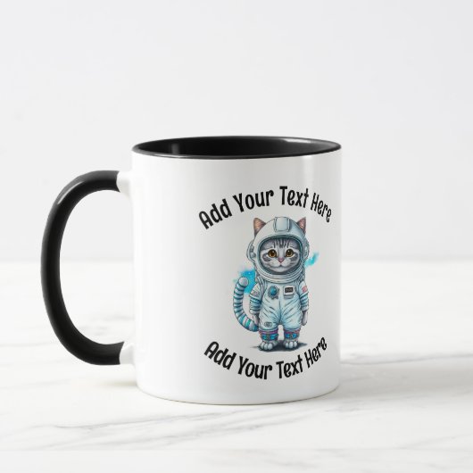 Fügen Sie Ihren Text Whimsical Astronaut Cat Kaffe Tasse (Links)