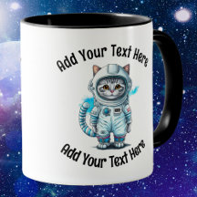 Fügen Sie Ihren Text Whimsical Astronaut Cat Kaffe