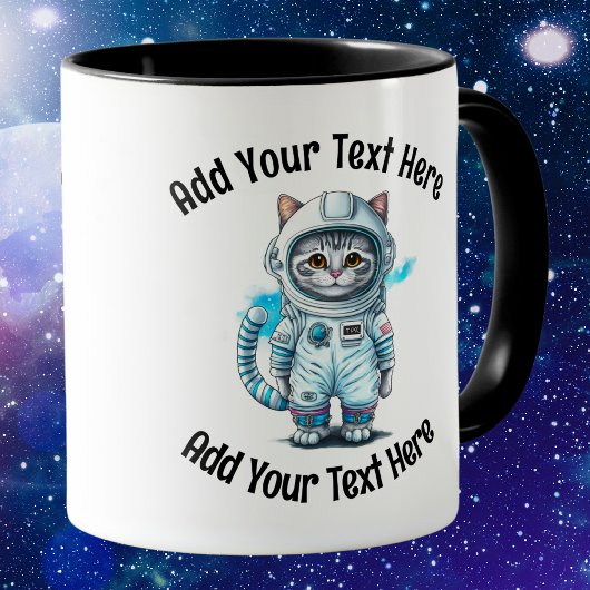Fügen Sie Ihren Text Whimsical Astronaut Cat Kaffe Tasse