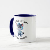 Fügen Sie Ihren Text Whimsical Police Officer Cat- Tasse (Vorderseite Links)