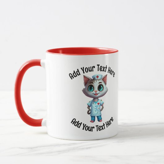 Fügen Sie Ihren Text Whimsisical Katzenkaffee hinz Tasse (Links)