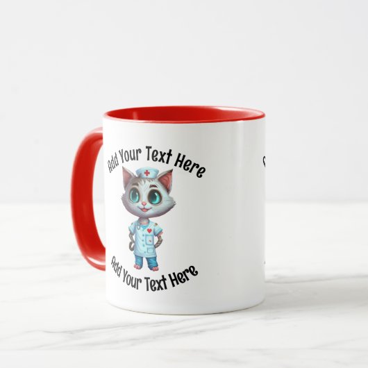 Fügen Sie Ihren Text Whimsisical Katzenkaffee hinz Tasse (Vorderseite Links)