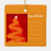 Fügen Sie Ihren Wunsch Rot und Gold Weihnachtsbaum Keramikornament (Rückseite)
