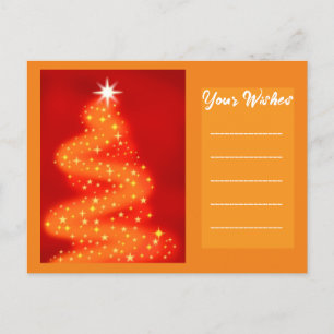 Fügen Sie Ihren Wunsch Rot und Gold Weihnachtsbaum Postkarte