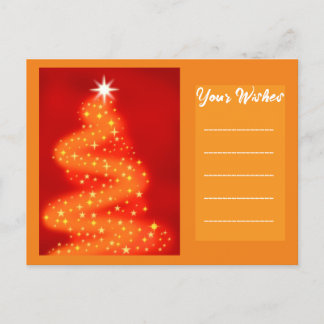 Fügen Sie Ihren Wunsch Rot und Gold Weihnachtsbaum Postkarte