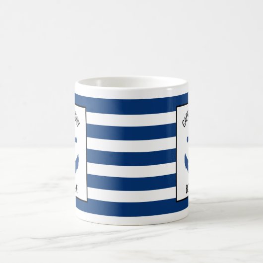 Fügen Sie Kapitän und Bootname Nautical Blue Ancho Kaffeetasse (Mittel)