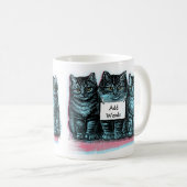 Fügen Sie Katzen-Namen oder Wörter niedlicher Kaffeetasse (VorderseiteRechts)