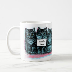 Fügen Sie Katzen-Namen oder Wörter niedlicher Kaffeetasse