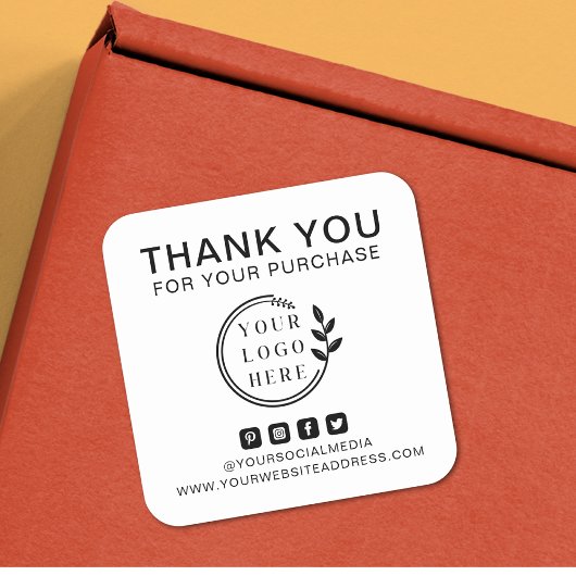 Fügen Sie Logo Social Media Order Vielen Dank Cust Quadratischer Aufkleber