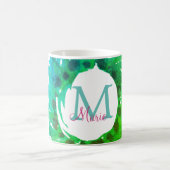 Fügen Sie monogramm rosa grüne Weihnachtskranz hin Kaffeetasse (Mittel)