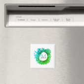 Fügen Sie monogramm rosa grüne Weihnachtskranz hin Magnet (In Situ (Geschirrspüler))