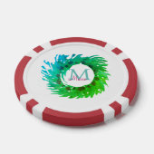 Fügen Sie monogramm rosa grüne Weihnachtskranz hin Pokerchips (Einzeln)