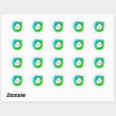 Fügen Sie monogramm rosa grüne Weihnachtskranz hin Runder Aufkleber (Blatt)