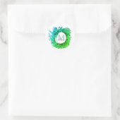 Fügen Sie monogramm rosa grüne Weihnachtskranz hin Runder Aufkleber (Tasche)