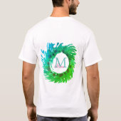 Fügen Sie monogramm rosa grüne Weihnachtskranz hin T-Shirt (Rückseite)