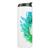 Fügen Sie monogramm rosa grüne Weihnachtskranz hin Thermosbecher (Nach links gedreht)
