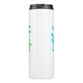 Fügen Sie monogramm rosa grüne Weihnachtskranz hin Thermosbecher (Rückseite)