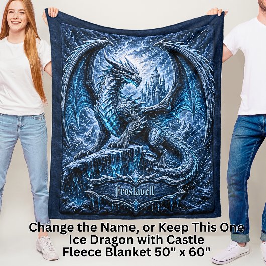 Fügen Sie Name Blue Frost Dragon auf Berg mit Schl Fleecedecke