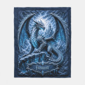 Fügen Sie Name Blue Frost Dragon auf Berg mit Schl Fleecedecke (Vorderseite)