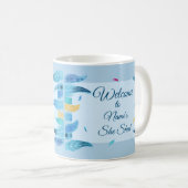 Fügen Sie Name Edit Text Sie Shed Boho Blue Feathe Kaffeetasse (VorderseiteRechts)