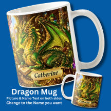 Fügen Sie Name Goldgrüner Drache mit Buch & Kaffee
