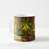 Fügen Sie Name Goldgrüner Drache mit Buch & Kaffee Kaffeetasse (Vorderseite Links)