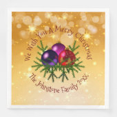 Fügen Sie Name Matching Christmas am Gold Dinner P Serviette (Vorderseite)