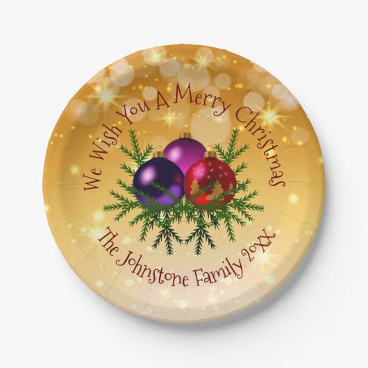 Fügen Sie Name Matching Christmas auf Gold 7" Papi Pappteller (Vorderseite)