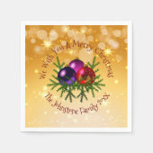 Fügen Sie Name Matching Christmas auf Gold Cocktai Serviette (Vorderseite)