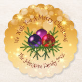 Fügen Sie Name Matching Christmas auf Gold Paper U Untersetzer (Vorderseite)
