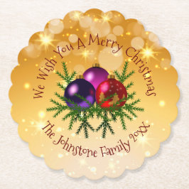 Fügen Sie Name Matching Christmas auf Gold Paper U Untersetzer