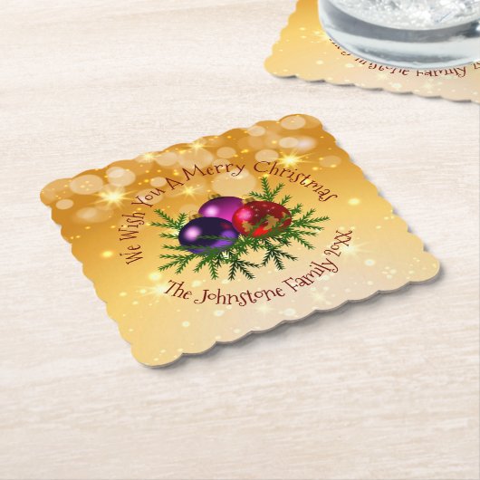 Fügen Sie Name Matching Christmas auf Gold Paper U Untersetzer (angewinkelt)