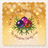 Fügen Sie Name Matching Christmas auf Gold Paper U Untersetzer (Vorderseite)