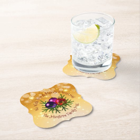 Fügen Sie Name Matching Christmas auf Gold Paper U Untersetzer (Vor Ort)
