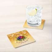 Fügen Sie Name Matching Christmas auf Gold Square Rechteckiger Pappuntersetzer (Vor Ort)