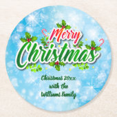 Fügen Sie Name Matching Mercury Blue Round Paper h Runder Pappuntersetzer (Vorderseite)