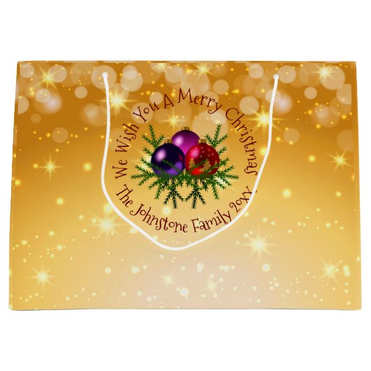 Fügen Sie Name Matching Weihnachten auf Gold Große Geschenktüte (Vorderseite)