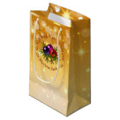 Fügen Sie Name Matching Weihnachten auf Gold klein Kleine Geschenktüte (Vorderseite Schrägansicht)