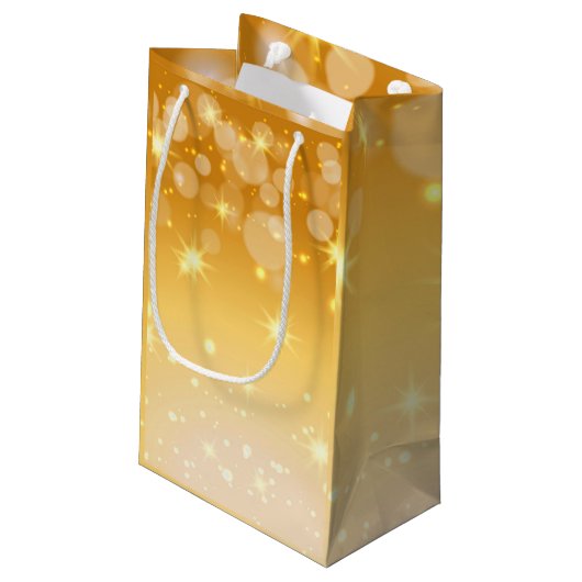 Fügen Sie Name Matching Weihnachten auf Gold klein Kleine Geschenktüte (Rückseite Schrägansicht)